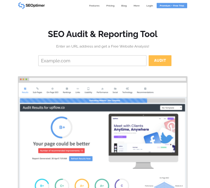 SEOptimer landing page